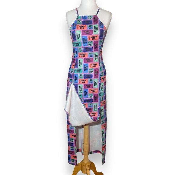 Hayley Elsaesser Women Admit One Ticket Print Dress Size L Multicolor Sleeveless - Picture 2 of 9